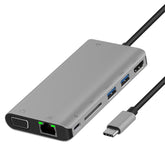 Onten 9591BD 8 in 1 USB-C / Type-C to PD USB-C / Type-C Charging + Gigabit Ethernet + Dual USB 3.0 + HDMI + VGA + SD Card Slot + 3.5mm AUX HUB, 9591BD Black, 9591BD Grey, 9591BD Silver